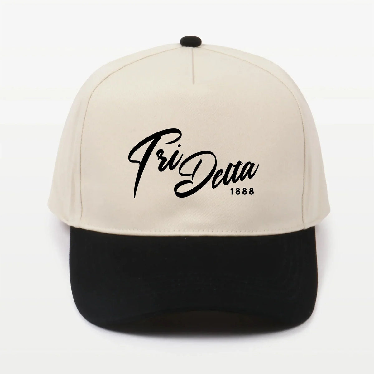 Tri Delta Embroidered Two Tone Baseball Cap Hat Script 1888 Black