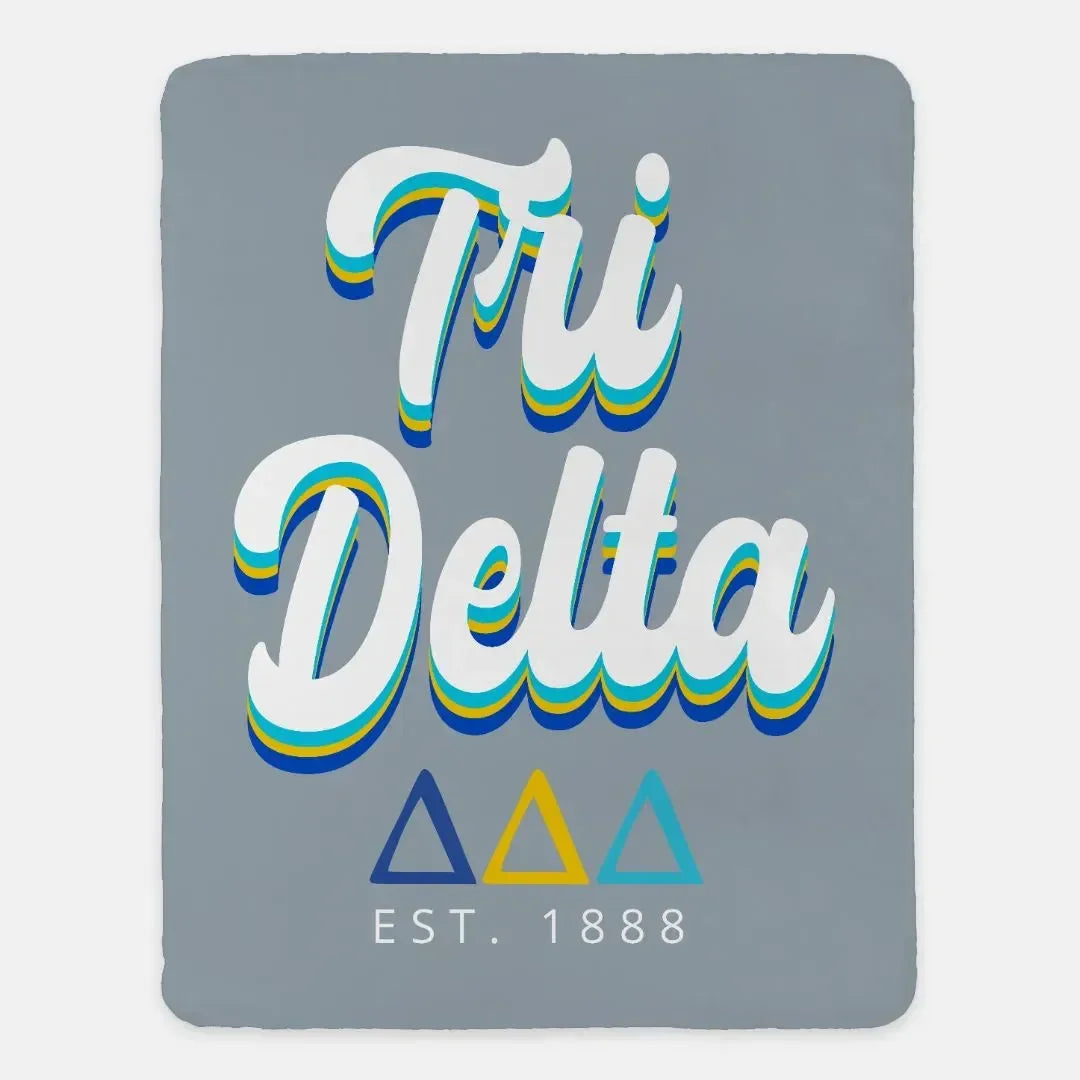 Tri Delta XL 60x80. Retro Sherpa Throw Blanket
