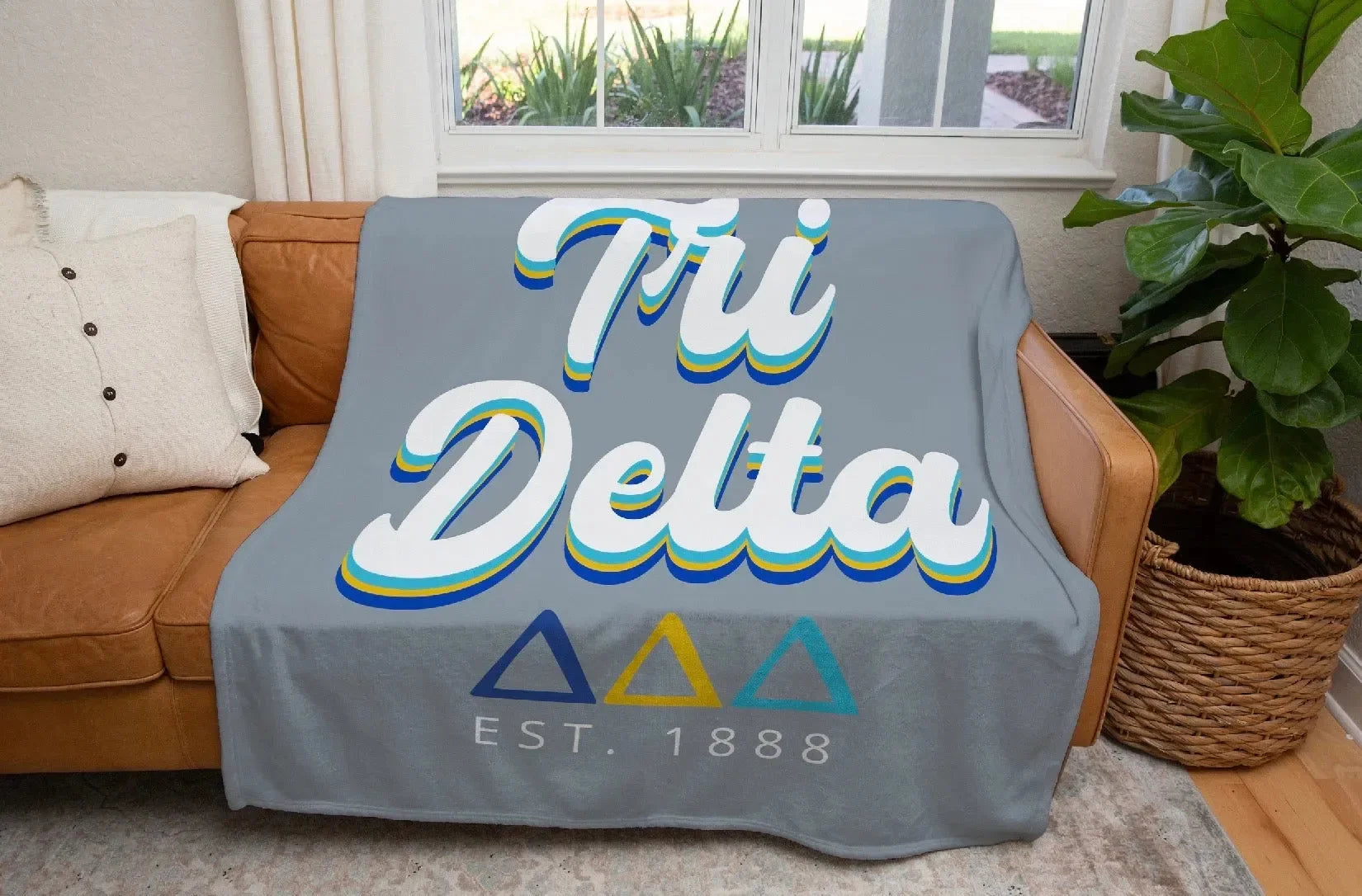 Tri Delta XL 60x80. Retro Sherpa Throw Blanket Throw Blankets