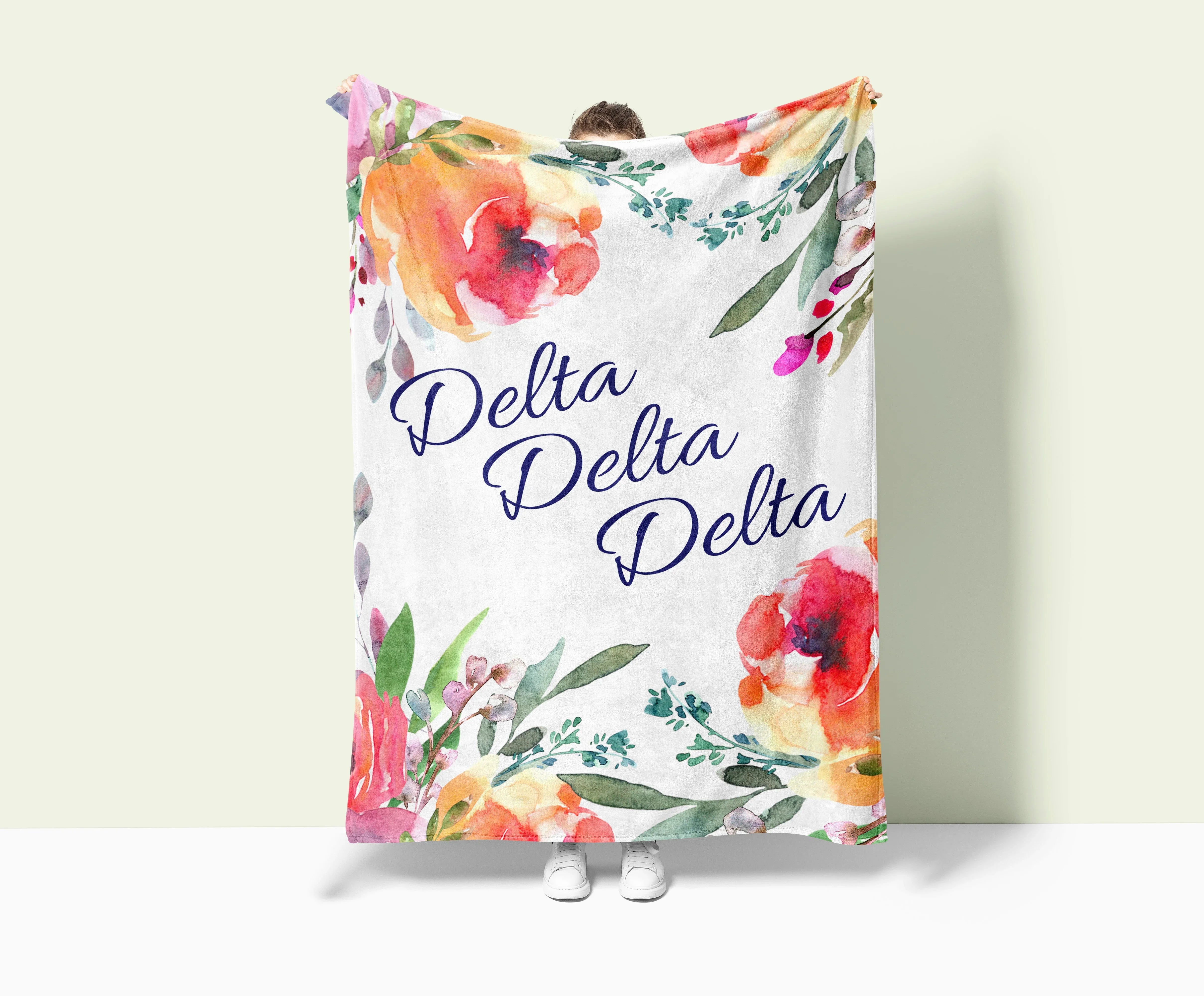 Tri Delta Blanket XL 60x80 Floral, Custom Gifts & Decor Official Merch