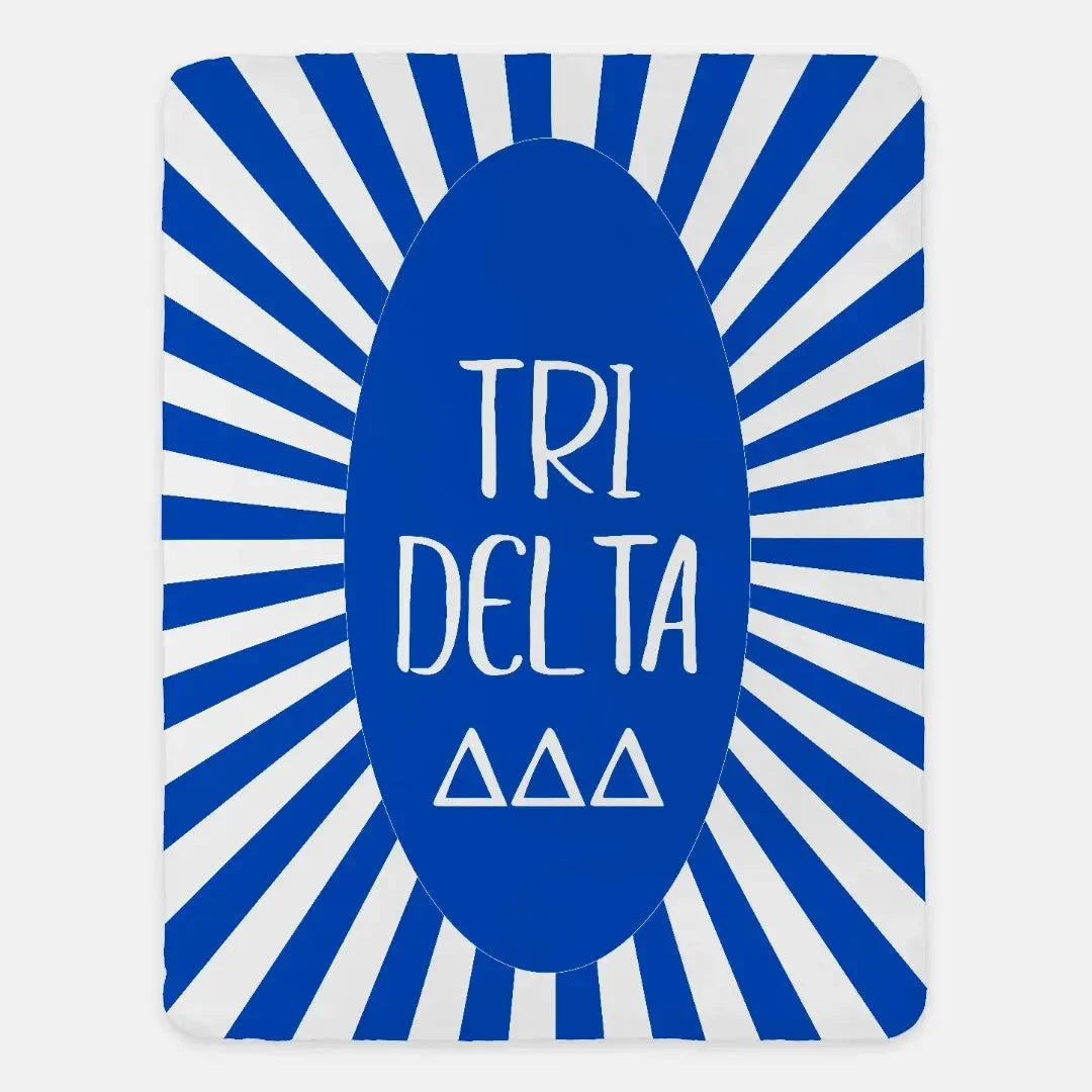 Tri Delta XL 60x80 Sherpa Blanket - Blue Starburst Throw Blankets