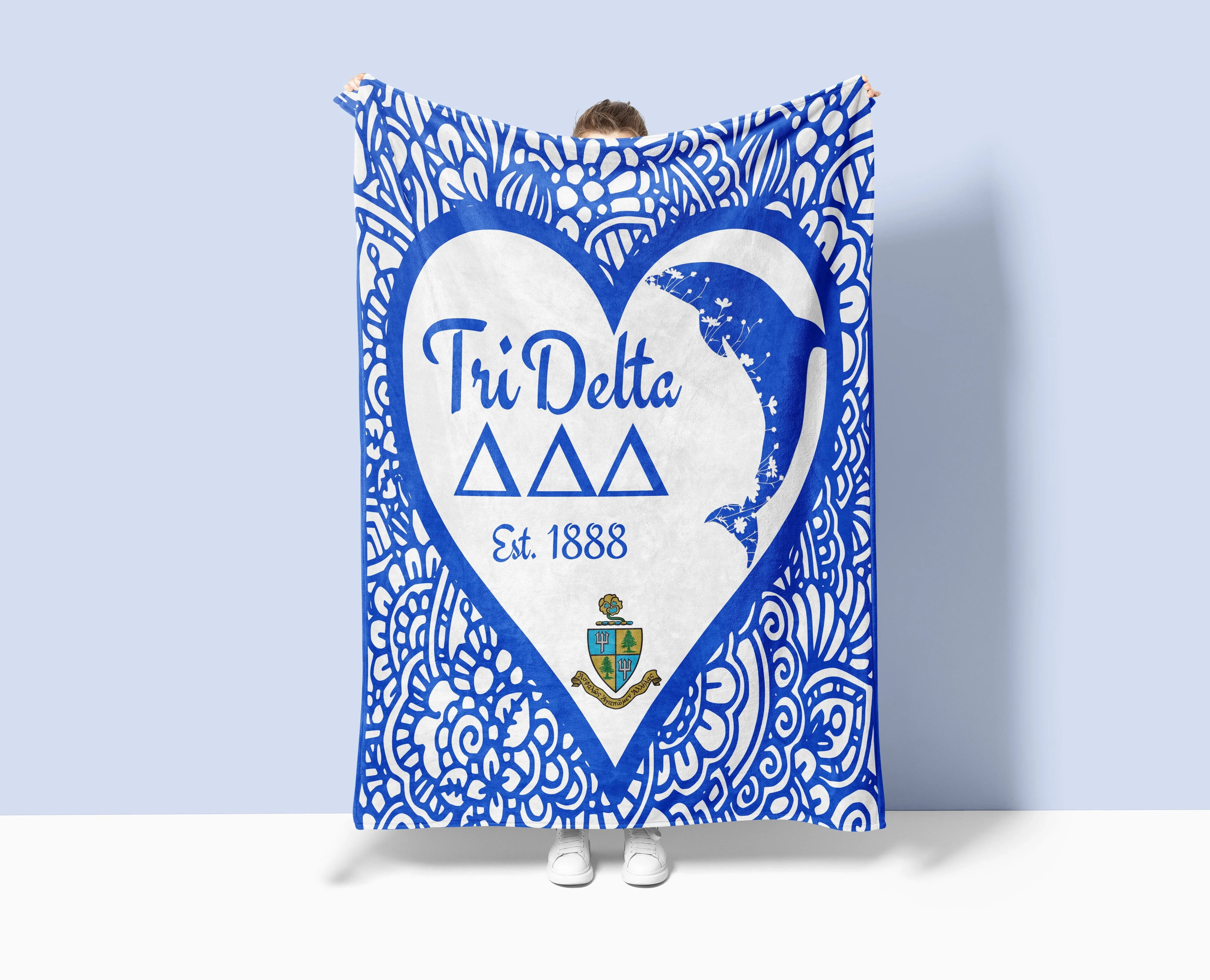 Tri Delta Sherpa Blanket XL 60x80 Mandala Heart Dolphin | Gifts