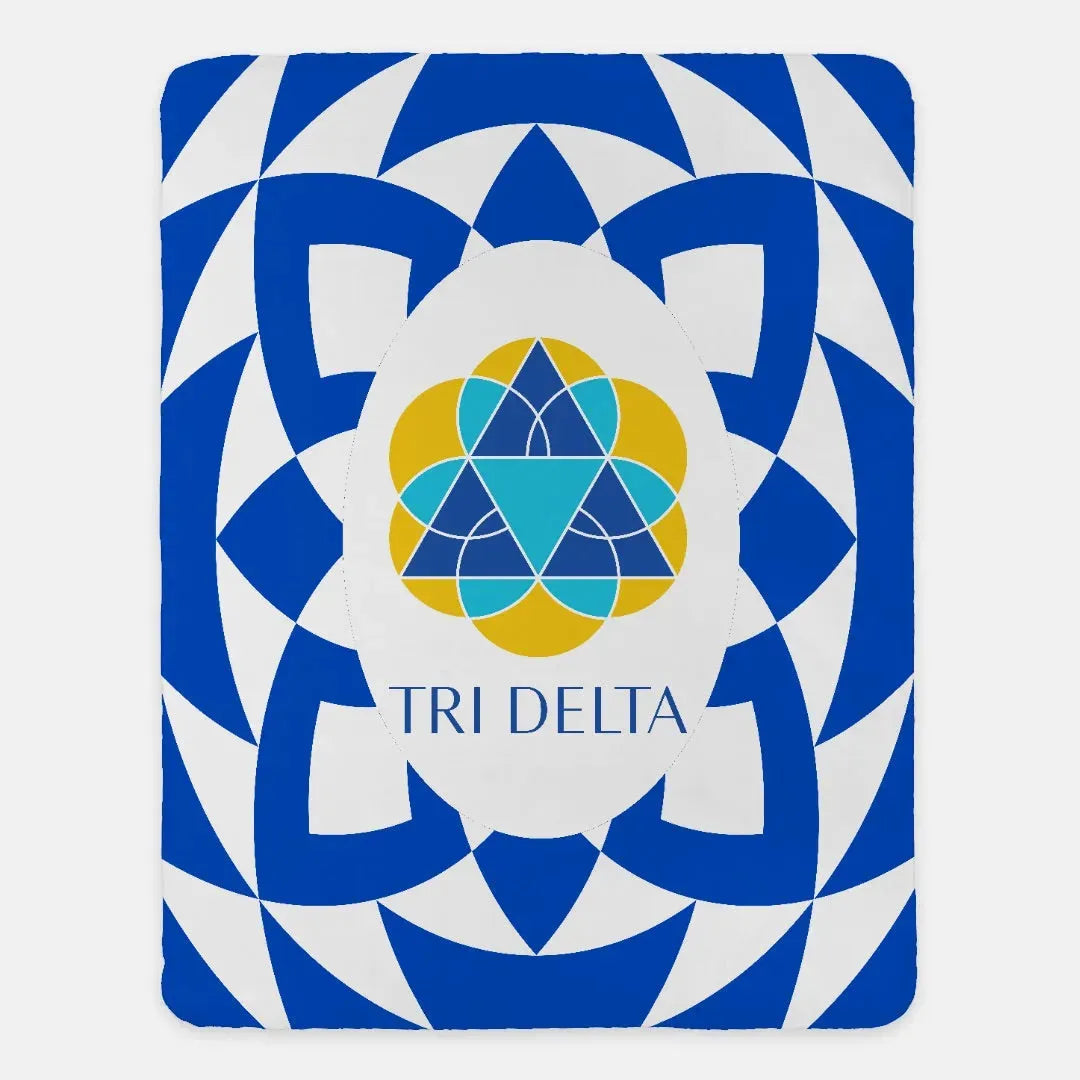 Tri Delta XL 60x80 Sherpa Throw Blanket - Blue Tribal Throw Blankets