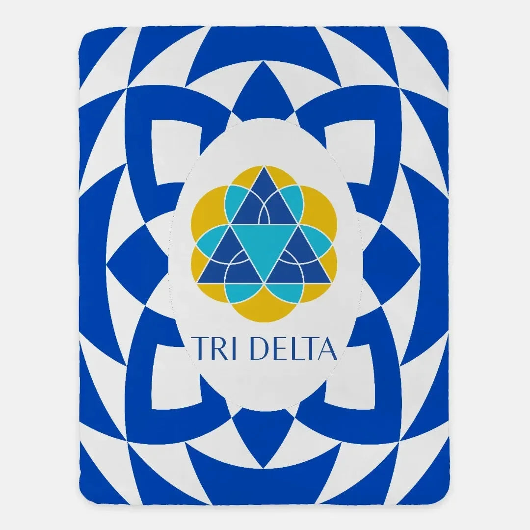 Tri Delta XL 60x80 Sherpa Throw Blanket - Blue Tribal Throw Blankets