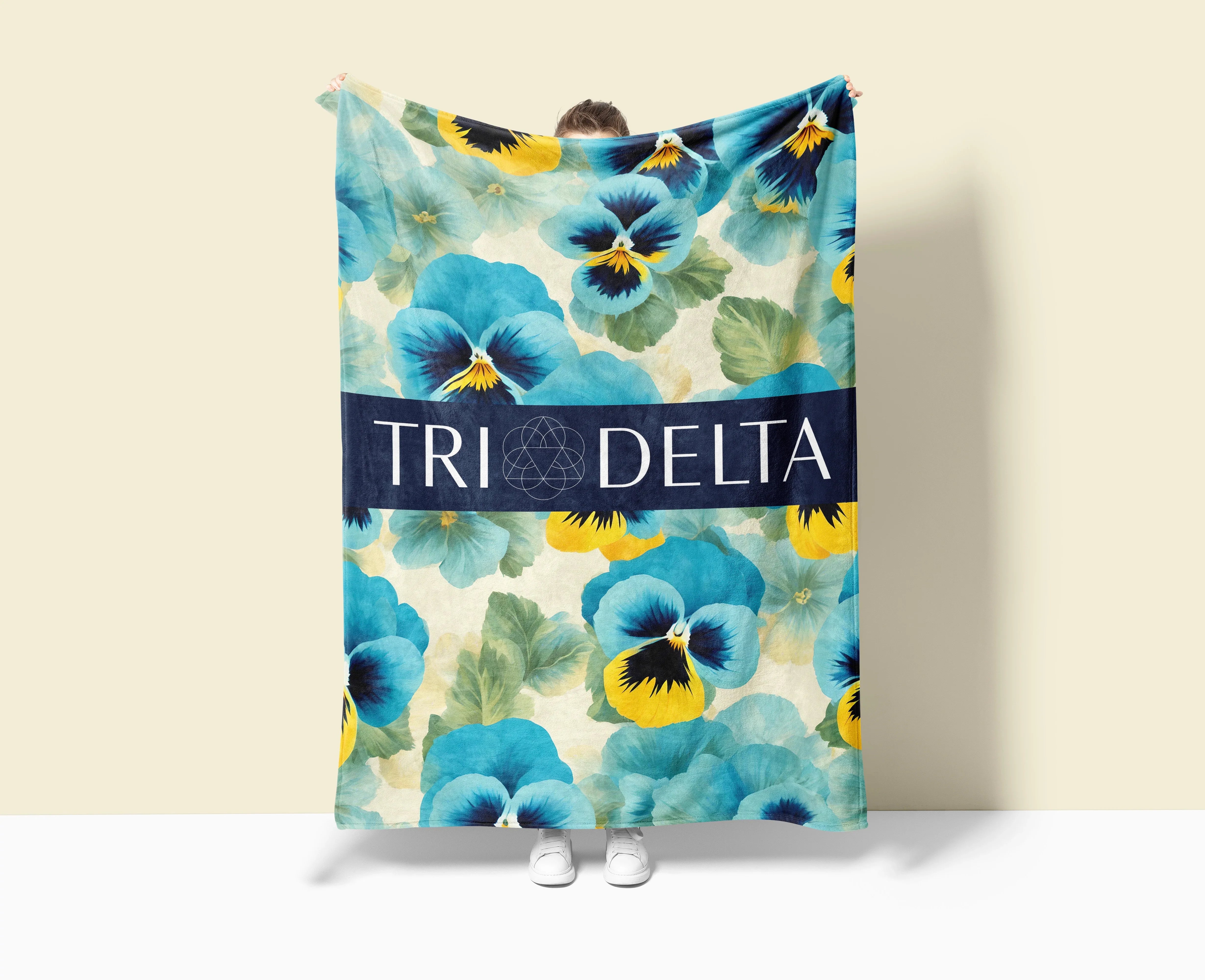 Tri Delta Sherpa Blanket XL 60x80 Pansies | Official Gift Shop