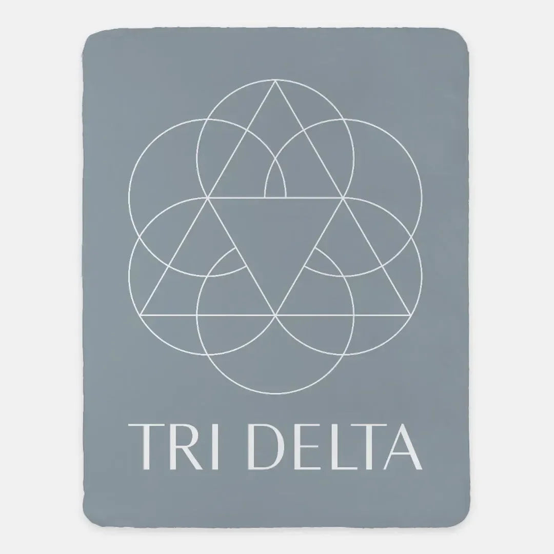Tri Delta XL 60x80 Traditional Sherpa Blanket - Silver Throw Blankets