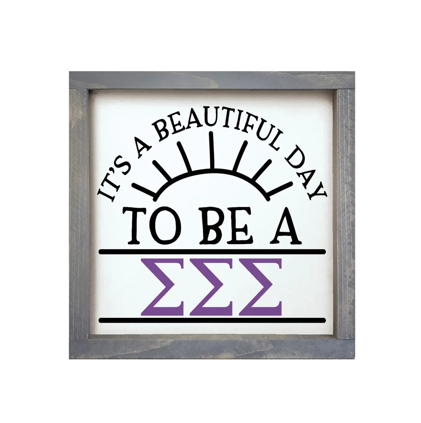Tri Sigma 12x12 Wood Framed Sign - Beautiful Day Weathered Gray Wall Art & Signs