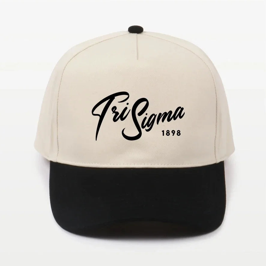 Tri Sigma Embroidered Two-Tone Baseball Cap - Script 1874 | Custom Gifts