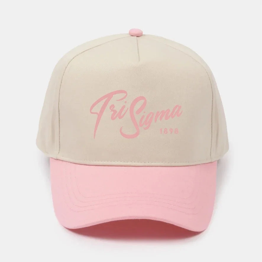 Tri Sigma Embroidered Two-Tone Baseball Cap - Script 1874 | Custom Gifts