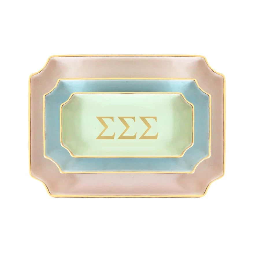 Tri Sigma Gold Monogram Decorative Tray | Sorority Big Little Gifts