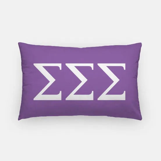 Tri Sigma Lumbar Throw Pillow Cover - Knockout Greek Letters Violet Pillow Covers