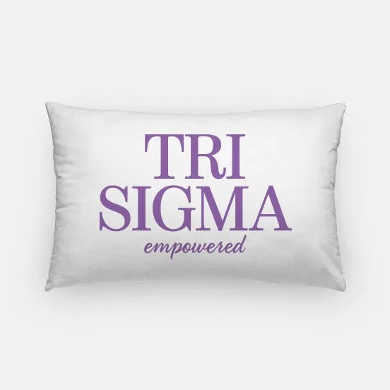 Tri Sigma Traditional Lumbar Throw Pillow White Violet