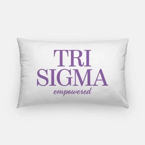 Tri Sigma Traditional Lumbar Throw Pillow White Violet