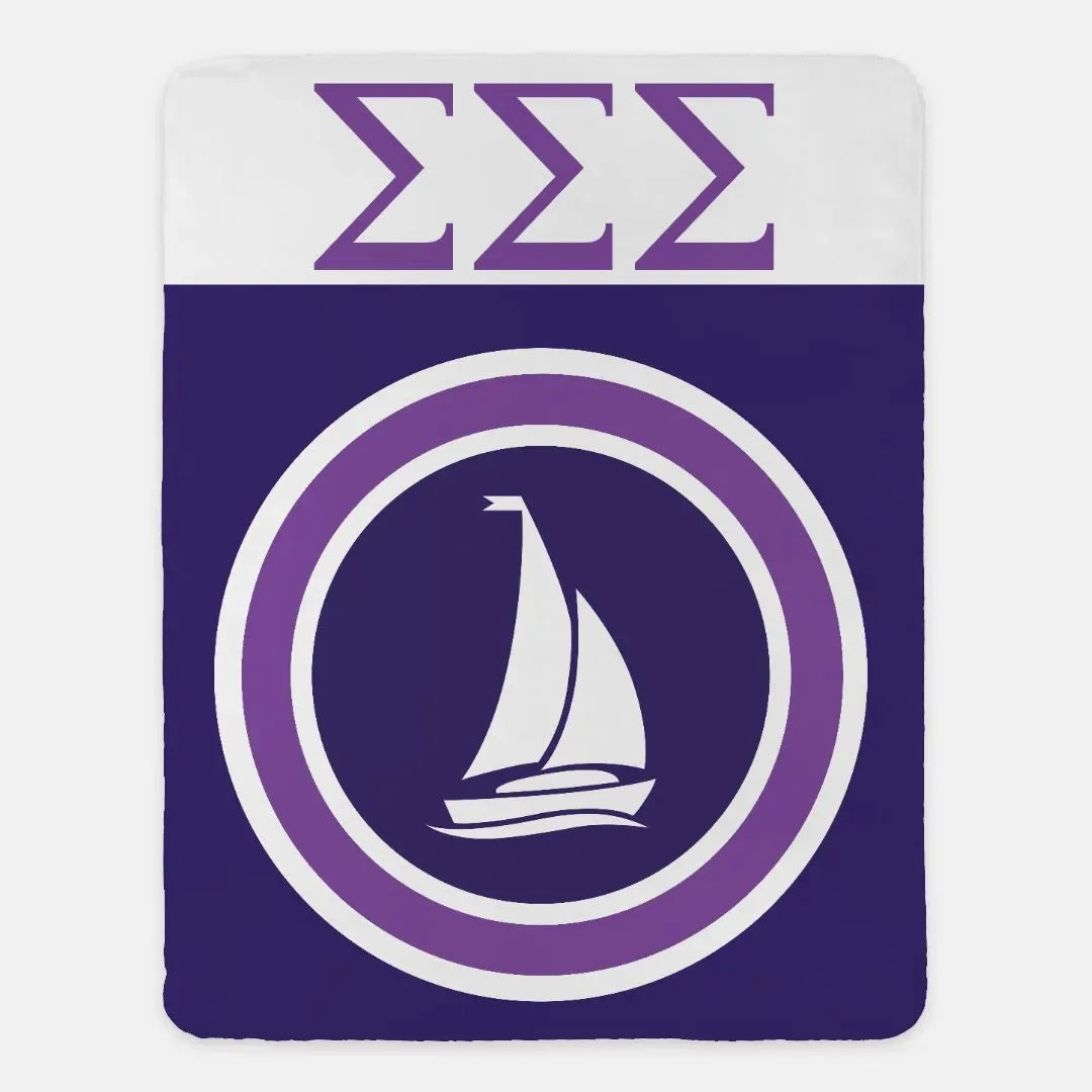 Tri Sigma XL 60x80 Sherpa Blanket - Bullseye Sailboat Throw Blankets