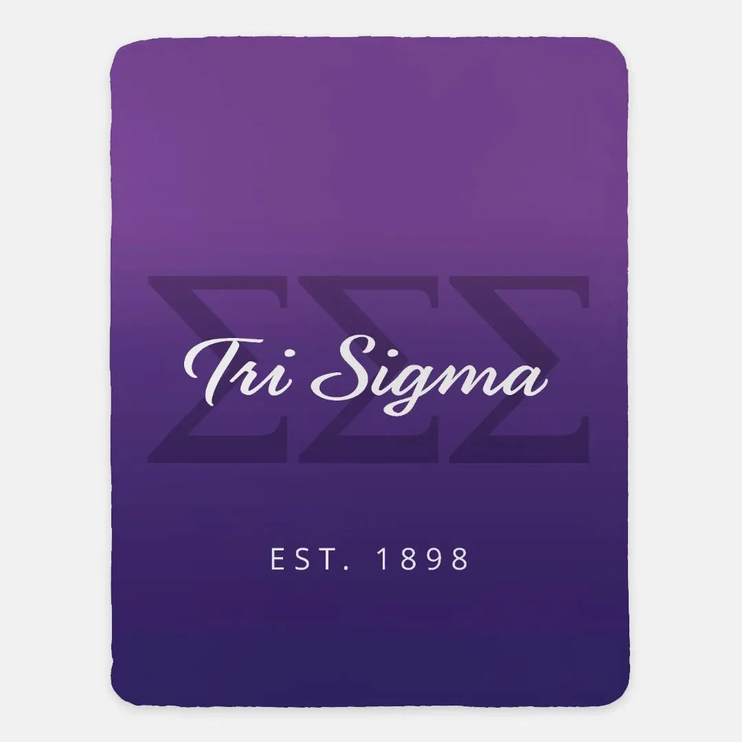 Tri Sigma XL 60x80 Sherpa Blanket Dual Purple Gradient Throw Blankets