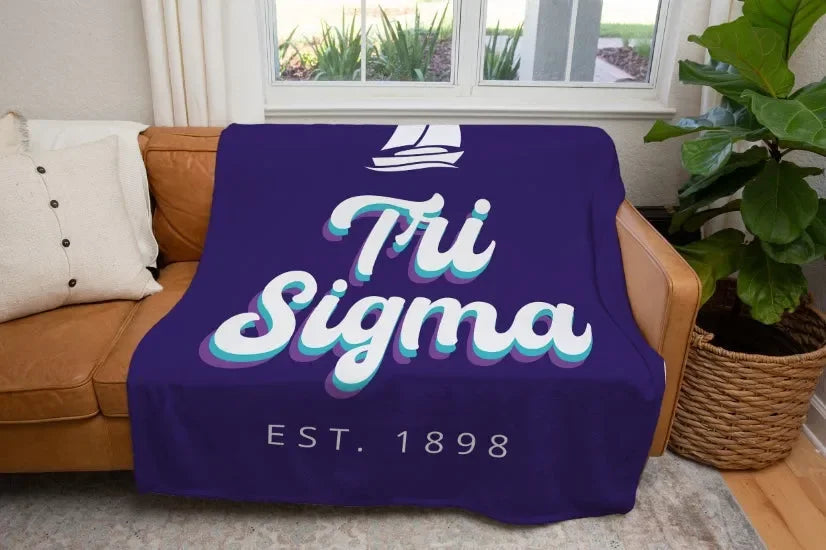 Tri Sigma XL 60x80 Sherpa Blanket Retro Throw Blankets