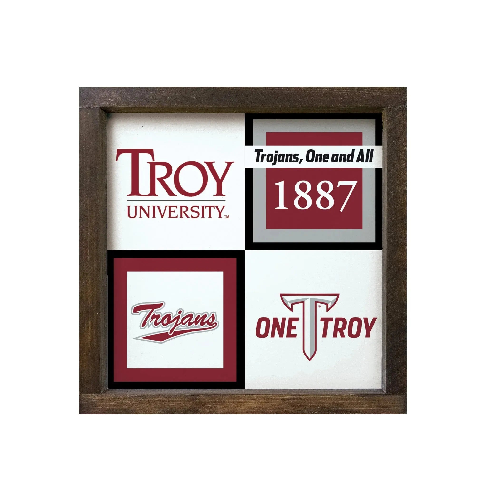Troy University 12x12 Wood Framed Sign - Classic Color Block Wall Art & Signs