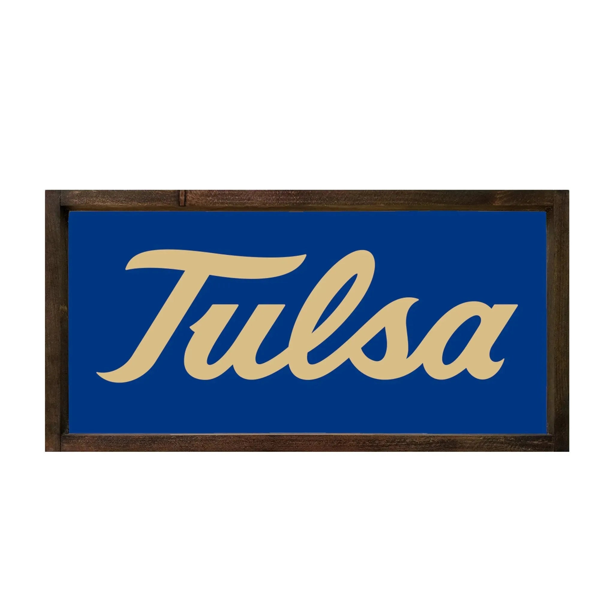 University of Tulsa Large 12x24 Wood Framed Sign - Blue Wall Art & Signs