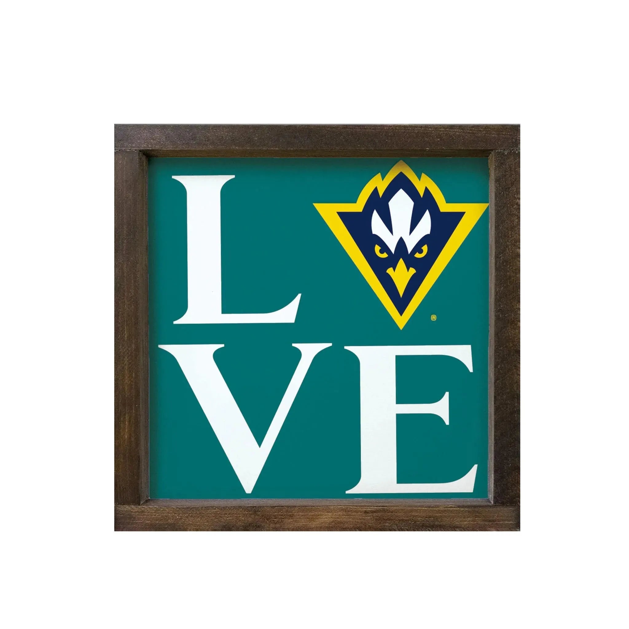 UNC Wilmington Wood Sign "LOVE" - Teal 12"x12" Wall Art & Signs