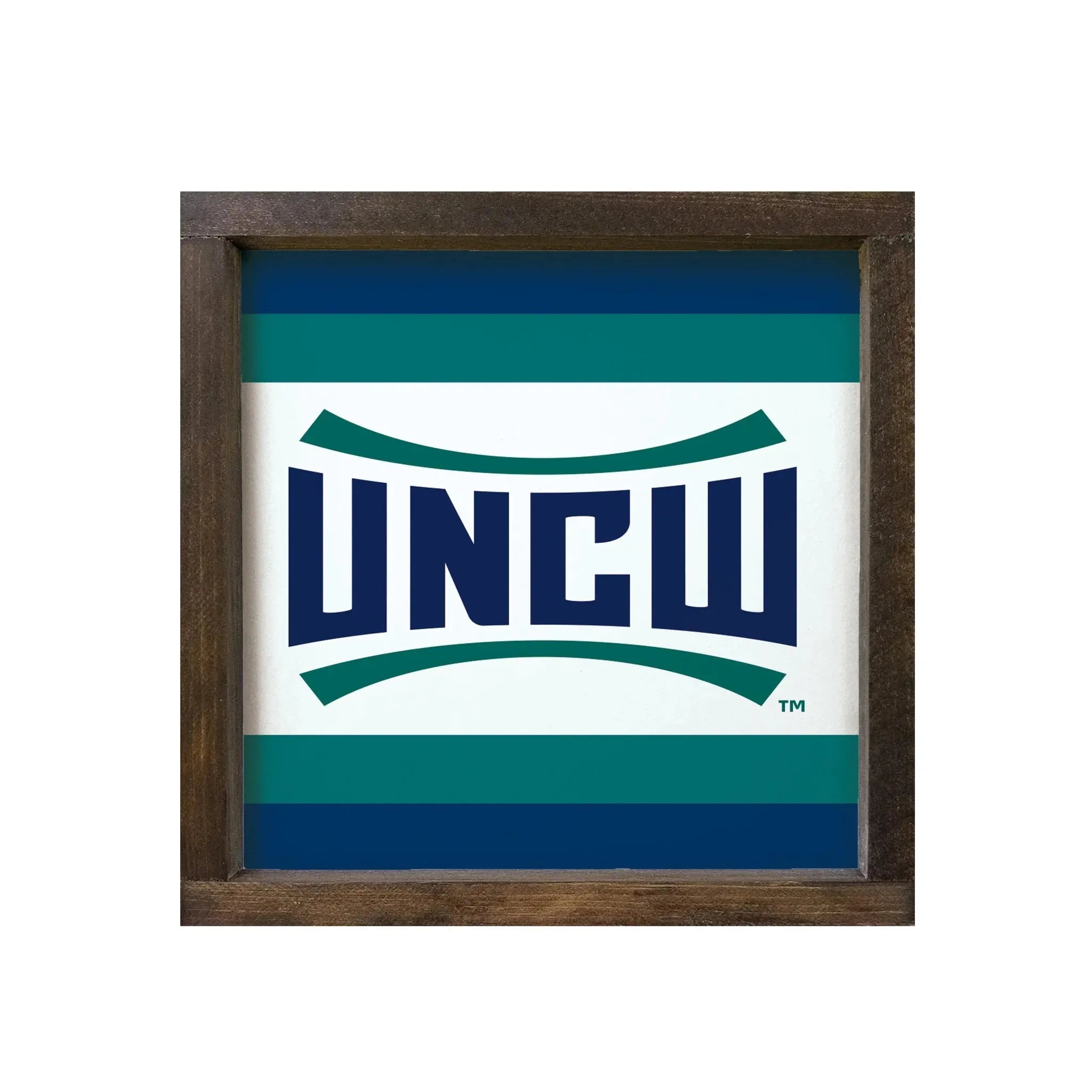 UNCW Sign - Traditional Stripes - 12"x12" Walnut Stain Wall Art & Signs
