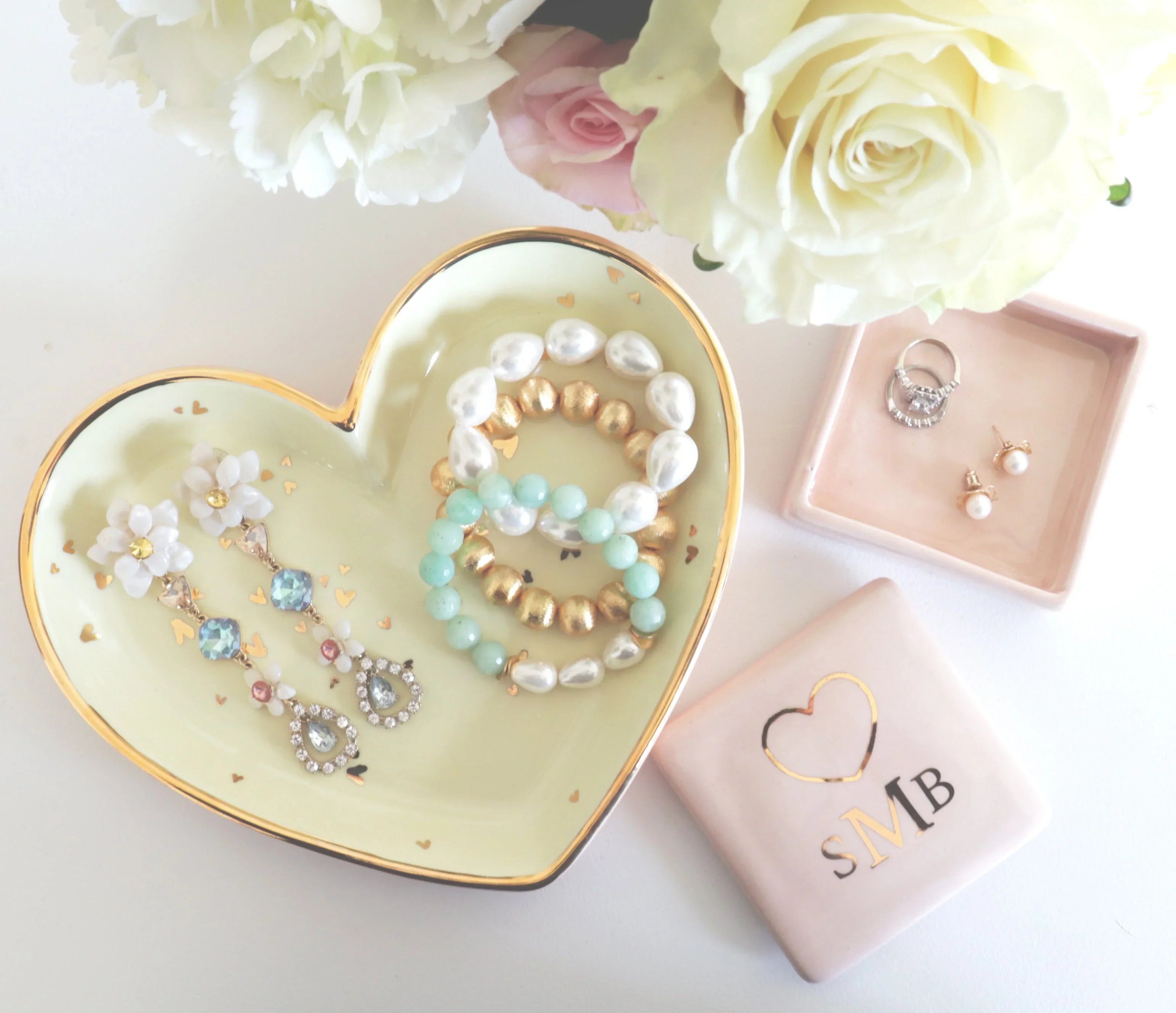 "Confetti Hearts" Dishes with Gold Accent | Dorm Accessories | Gifts | Campus Greek Fit
