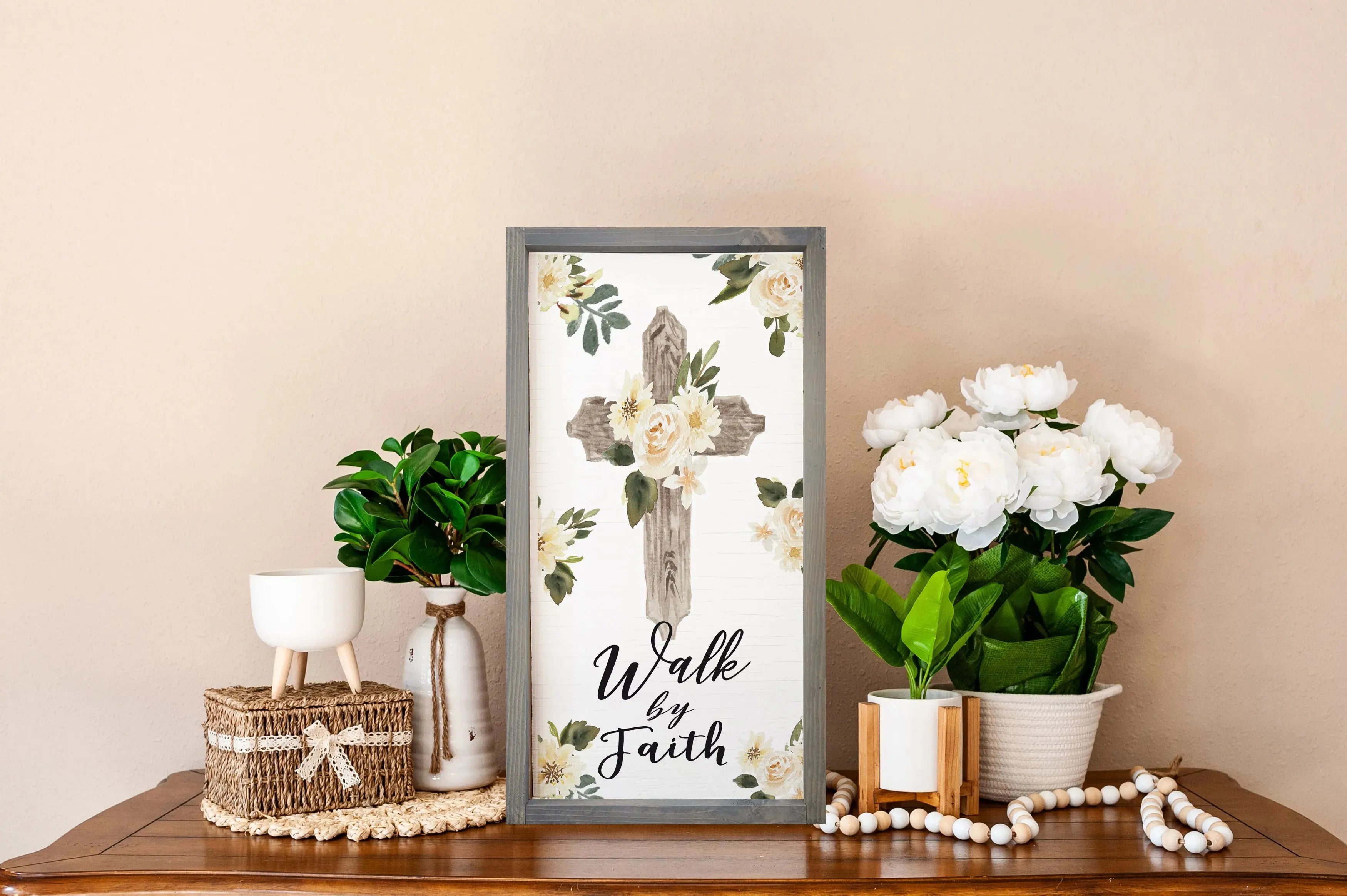 Walk by Faith 12x24 Wood Framed Sign Wall Art & Signs