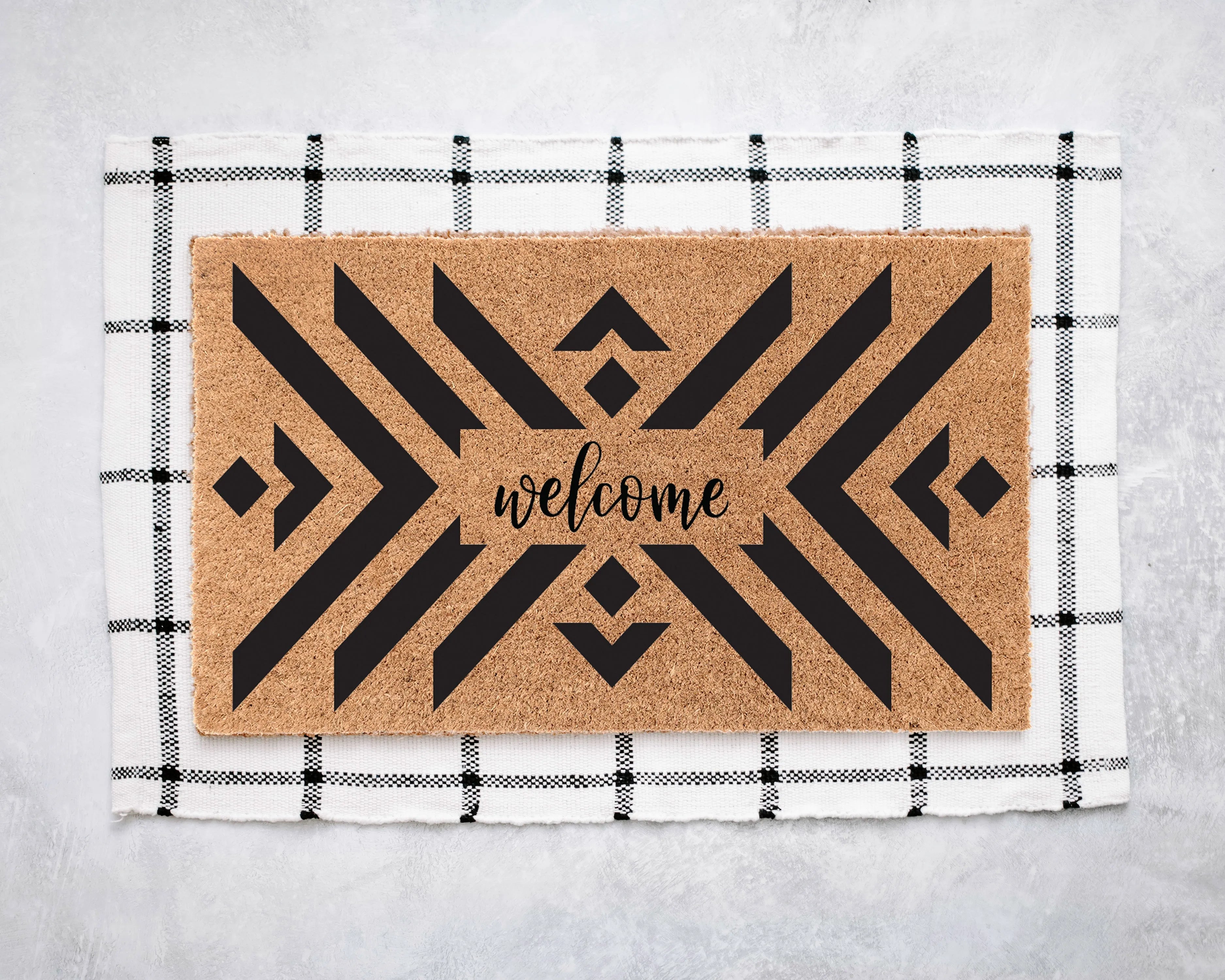 Welcome Boho Coir Doormat Door Mats