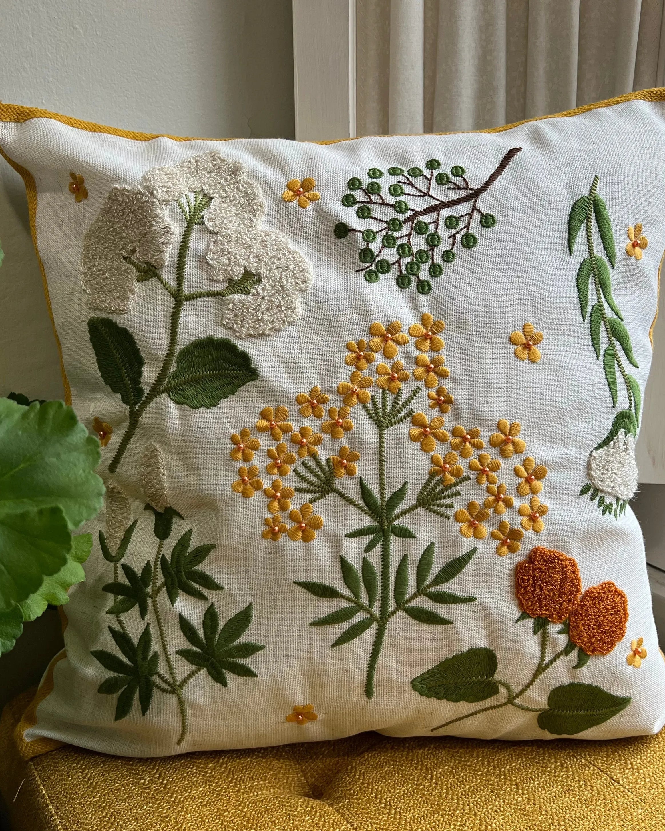 Wildflower Embroidered Pillow Cover | Boho & Cottage Core Dorm Decor