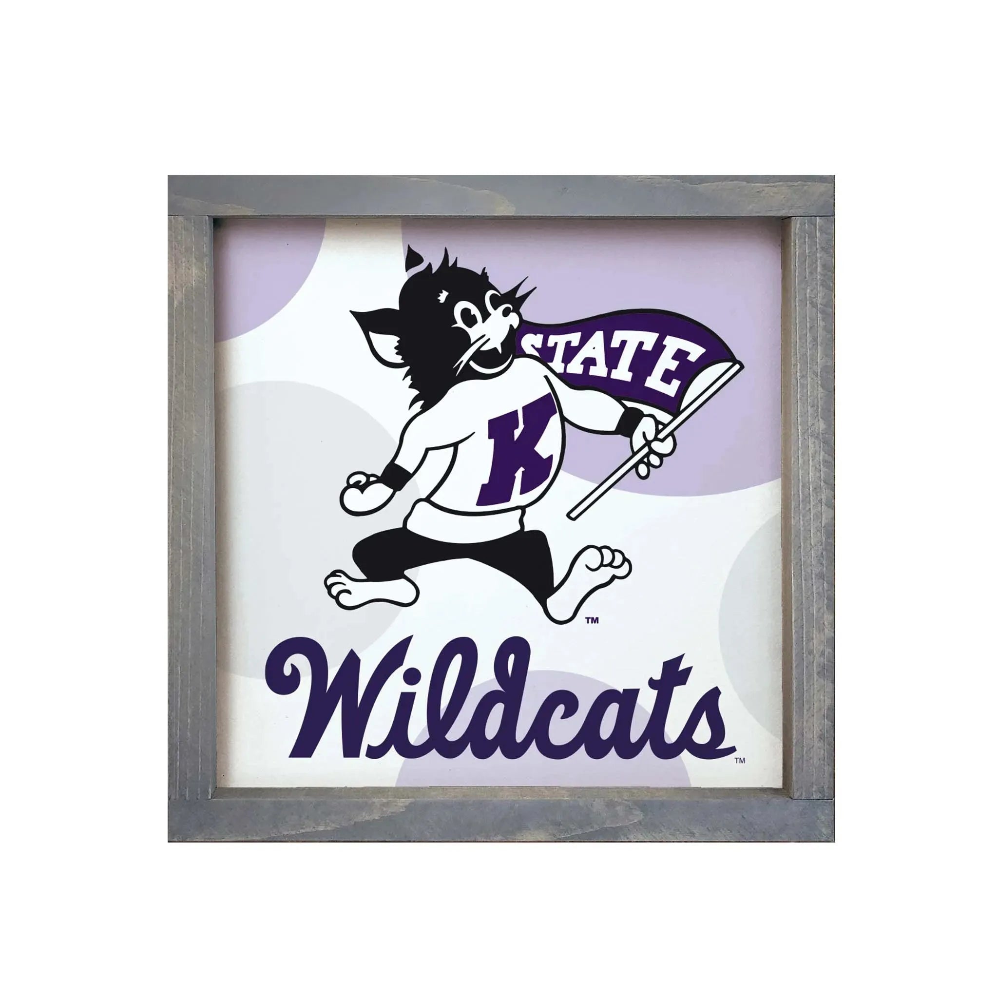 Kansas State University Sign - Willie the Wildcat - 12"x12" Weathered Gray Wall Art & Signs
