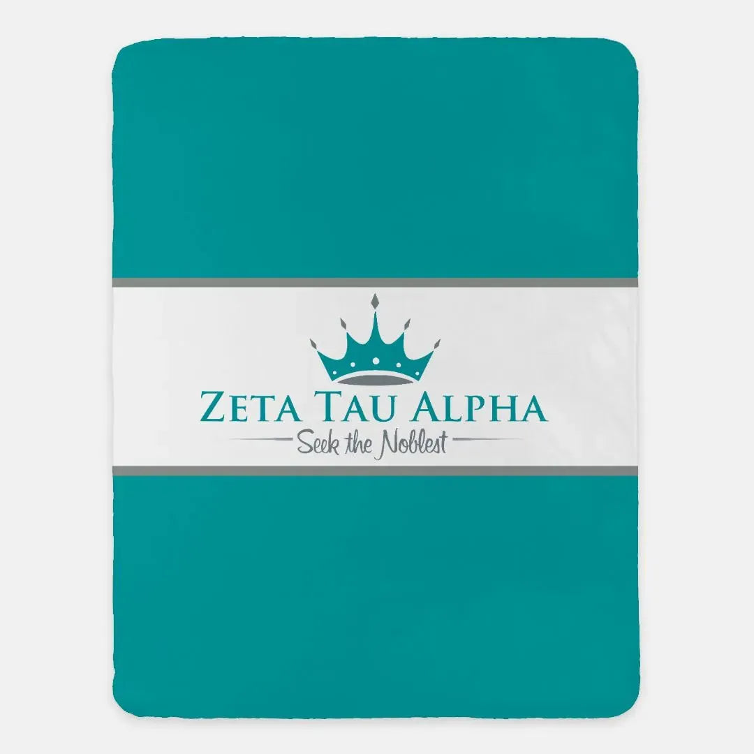 Zeta Tau Alpha XL 60x80 Blanket - Traditional Center Band Turquoise Throw Blankets