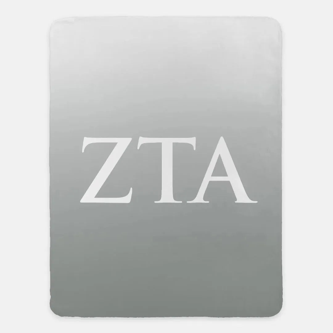 Zeta Tau Alpha XL 60x80 Sherpa Blanket - Gradient Gray Throw Blankets