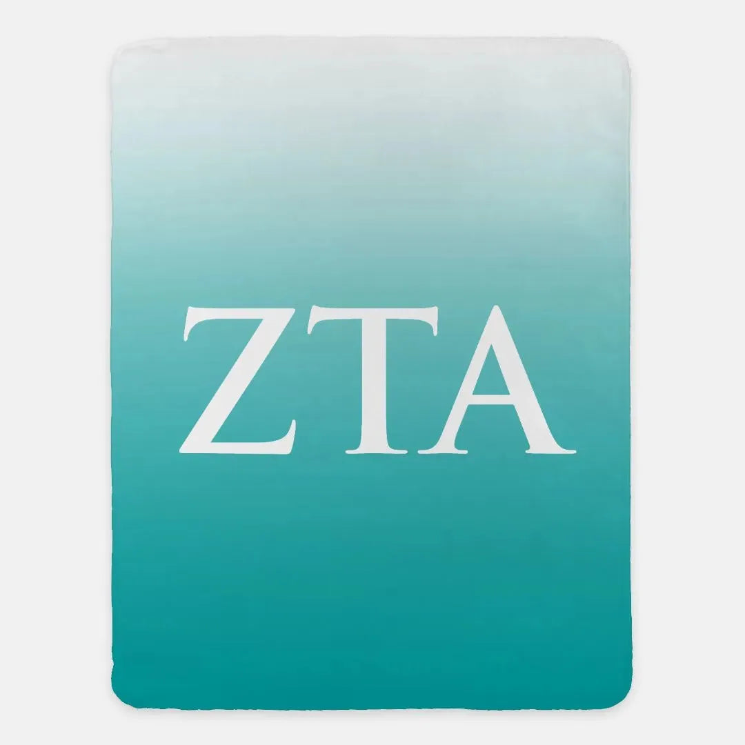 Zeta Tau Alpha XL 60x80 Sherpa Blanket - Gradient Turquoise Throw Blankets