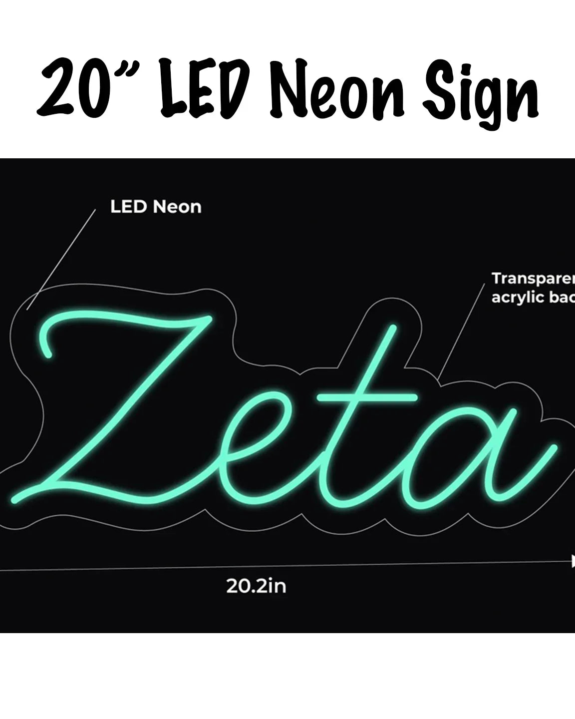 Zeta LED Neon Script Sign w/ Dimmer Neon Signs