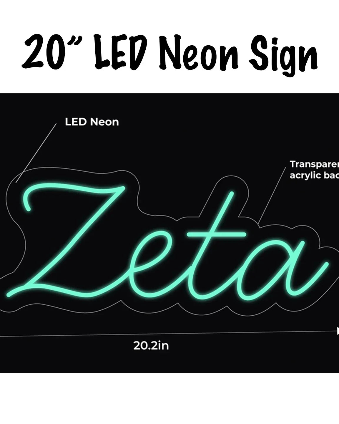 Zeta LED Neon Script Sign w/ Dimmer Neon Signs