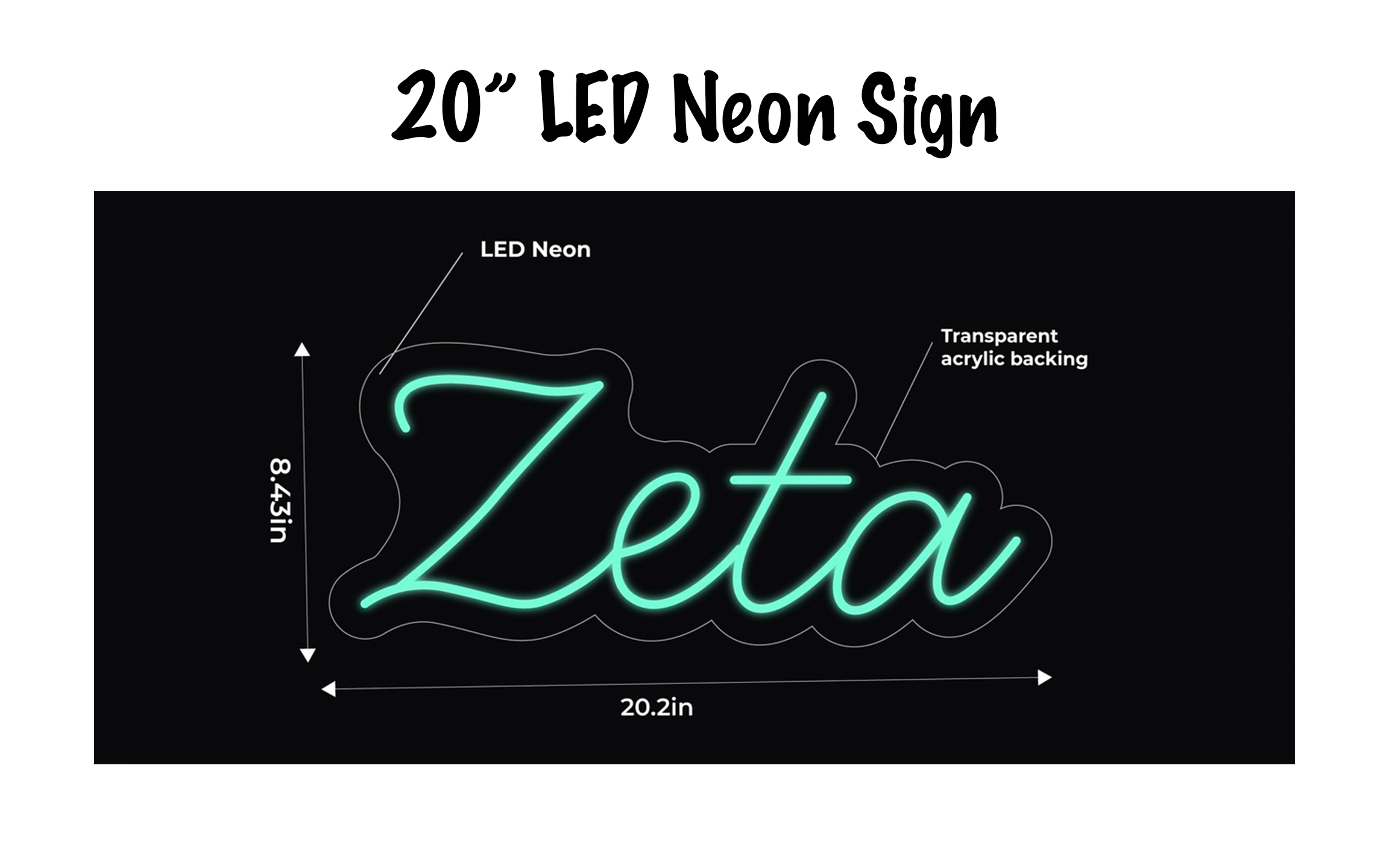 Zeta LED Neon Script Sign w/ Dimmer Neon Signs