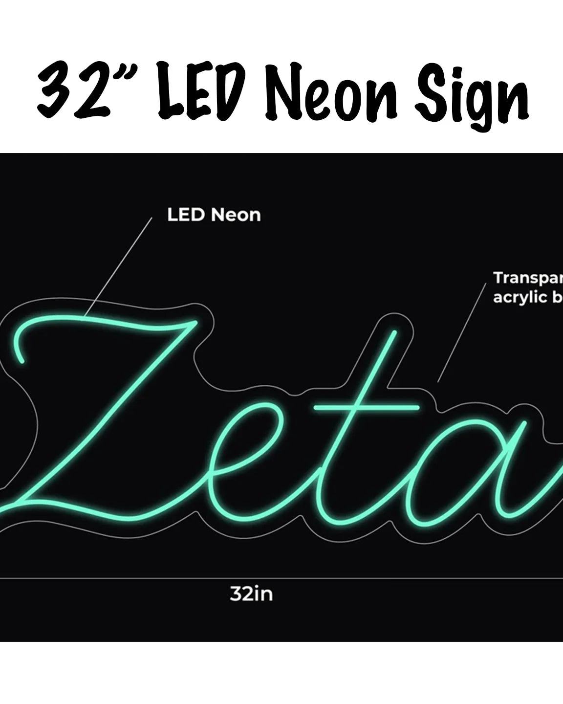 Zeta LED Neon Script Sign w/ Dimmer Neon Signs