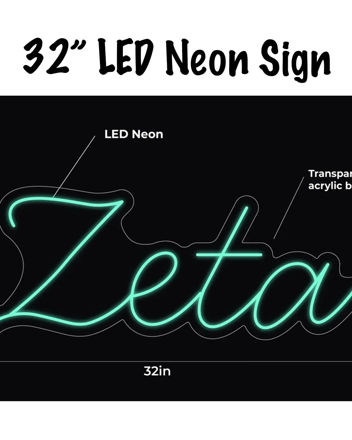 Zeta LED Neon Script Sign w/ Dimmer Neon Signs