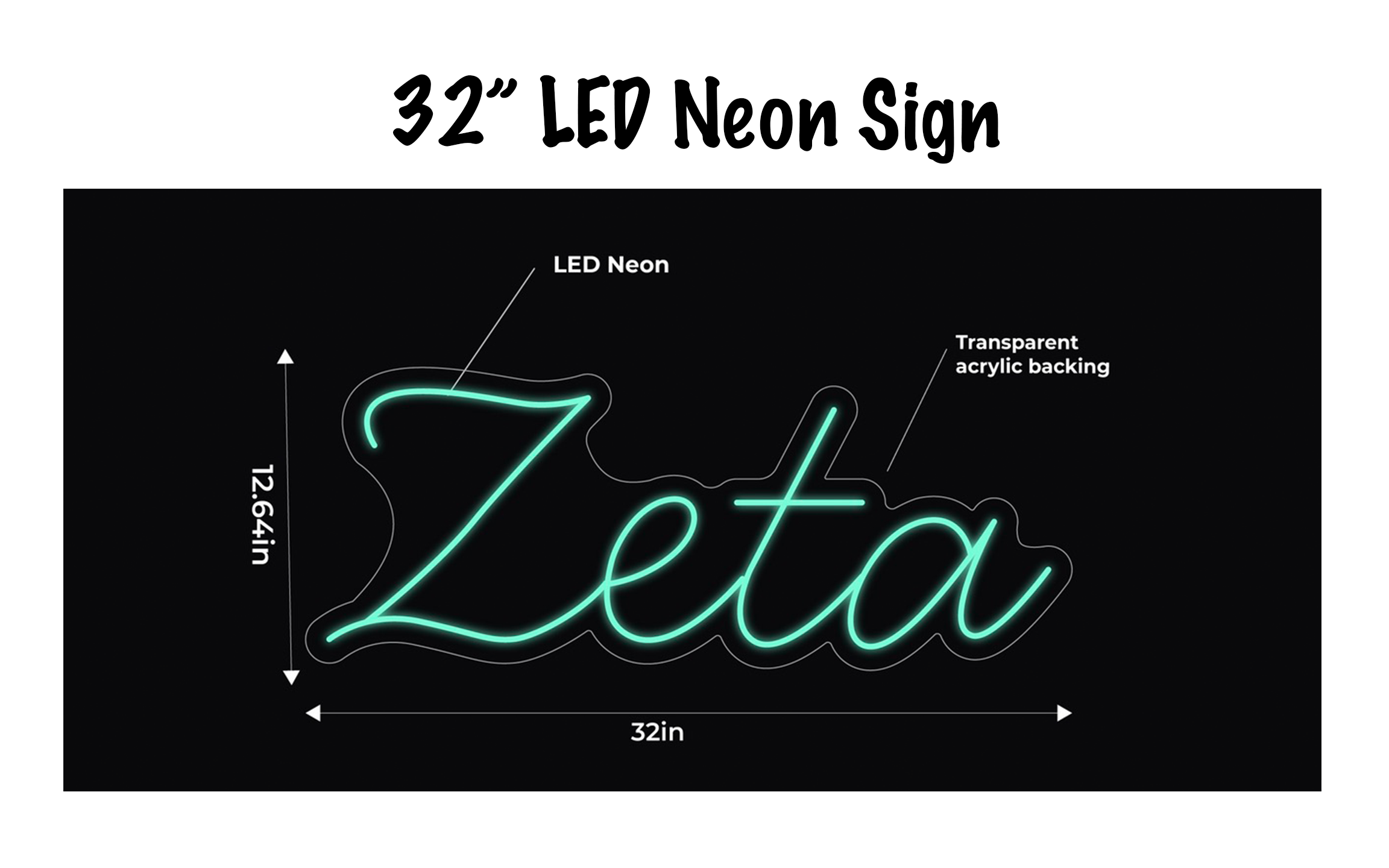 Zeta LED Neon Script Sign w/ Dimmer Neon Signs