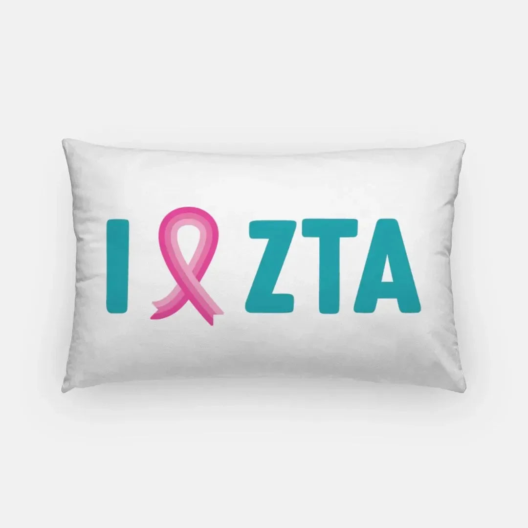 Zeta - I "Pink Ribbon" ZTA Lumbar Pillow Cover Pillow Covers