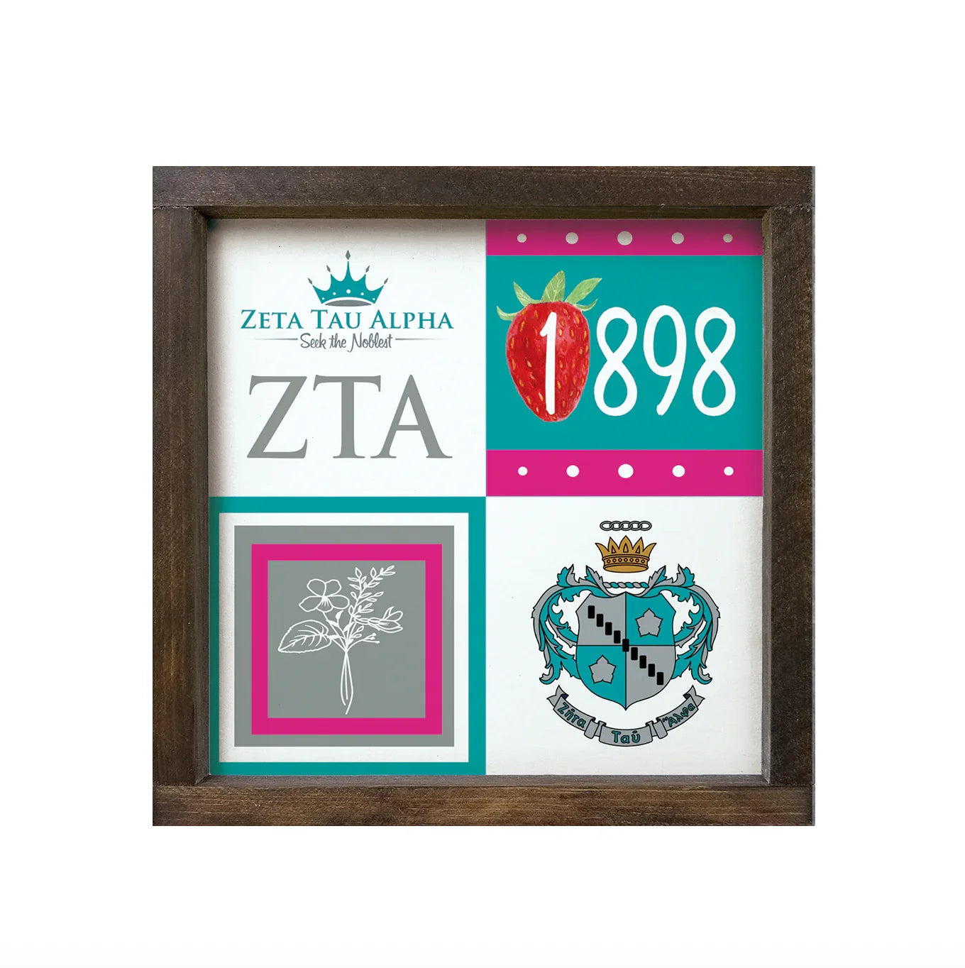 Zeta Tau Alpha 12x12 Wood Framed Sign - Color Block