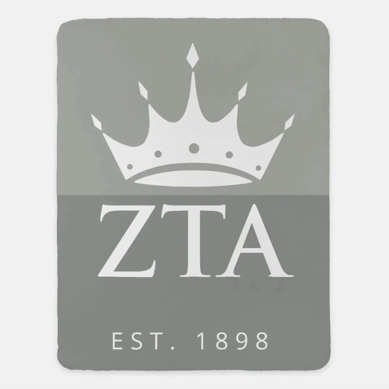 Zeta Tau Alpha Blanket XL 60x80 - Color Block Gray Throw Blankets