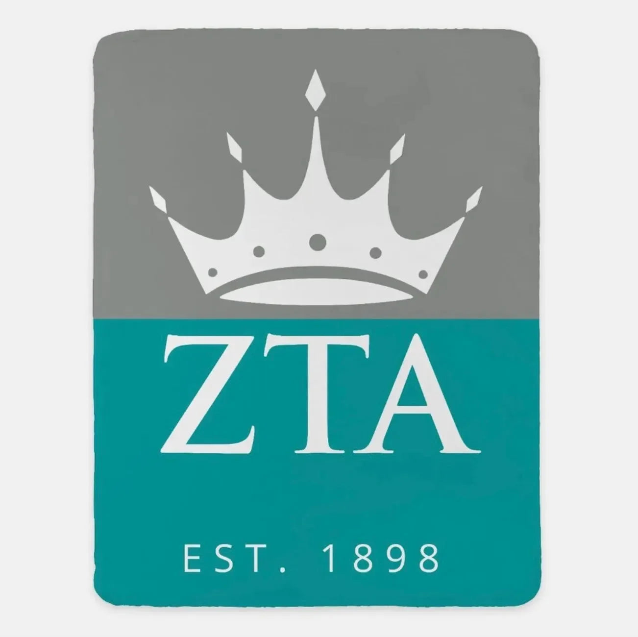 Zeta Tau Alpha Blanket XL 60x80 - Color Block Turquoise Throw Blankets