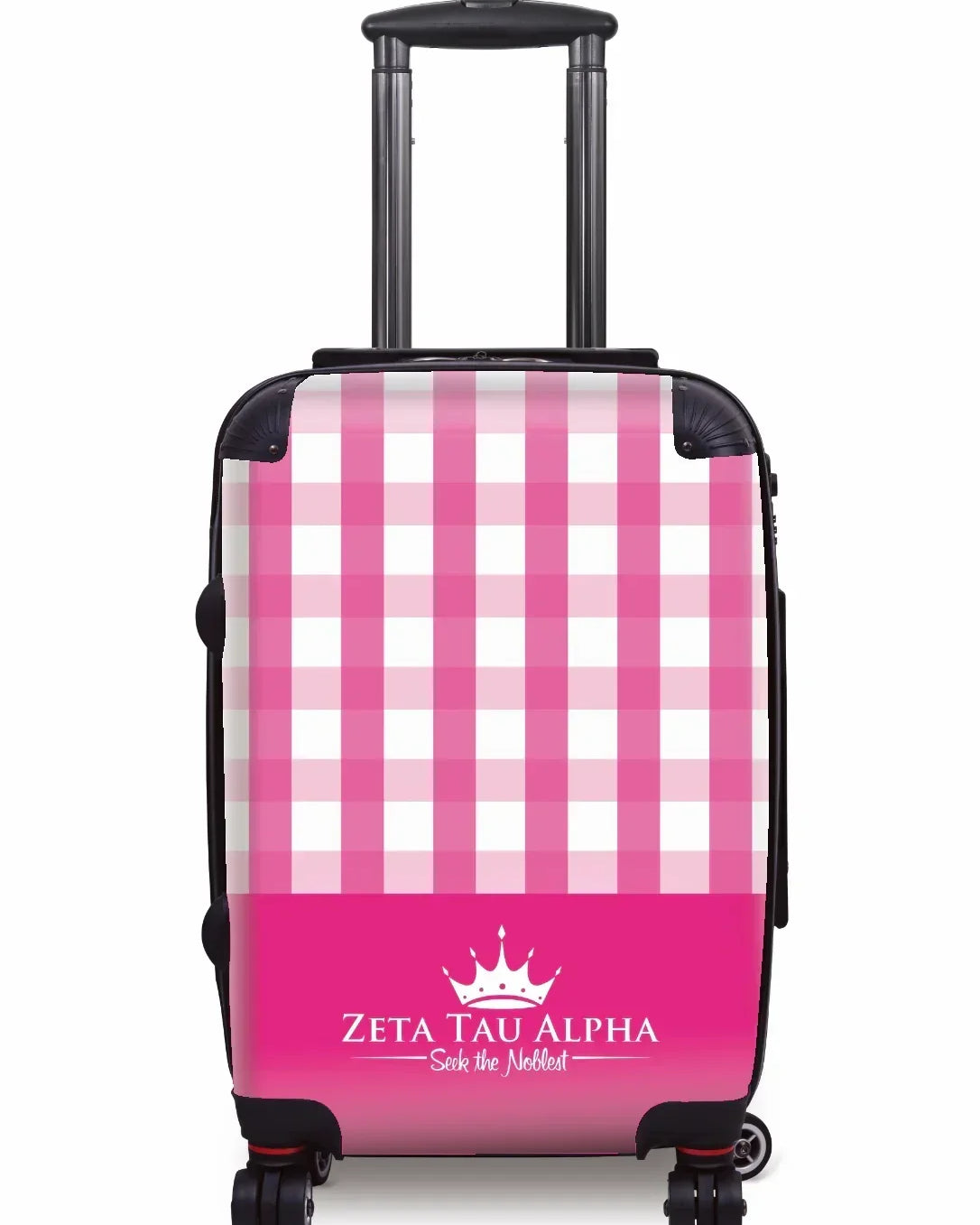 Zeta Tau Alpha Carry-on Luggage - Gingham Pink Suitcases