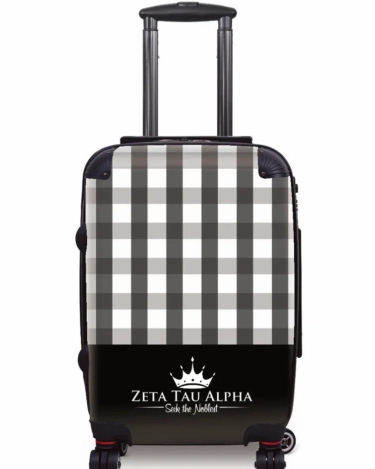 Zeta Tau Alpha Carry-on Luggage - Gingham Black Suitcases