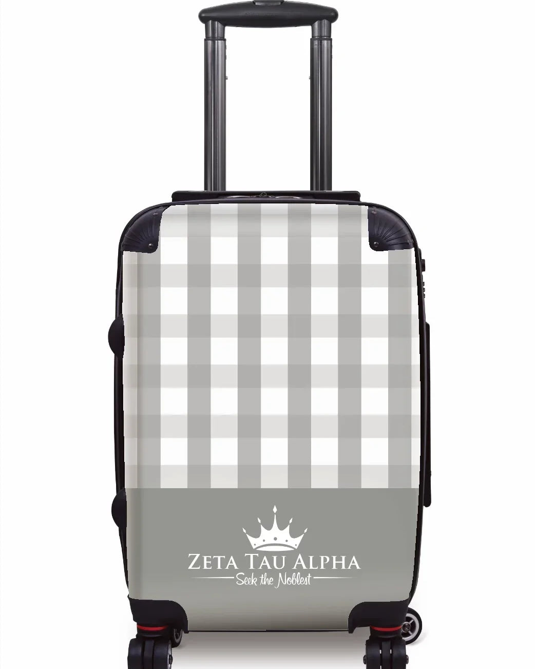 Zeta Tau Alpha Carry-on Luggage - Gingham Gray Suitcases