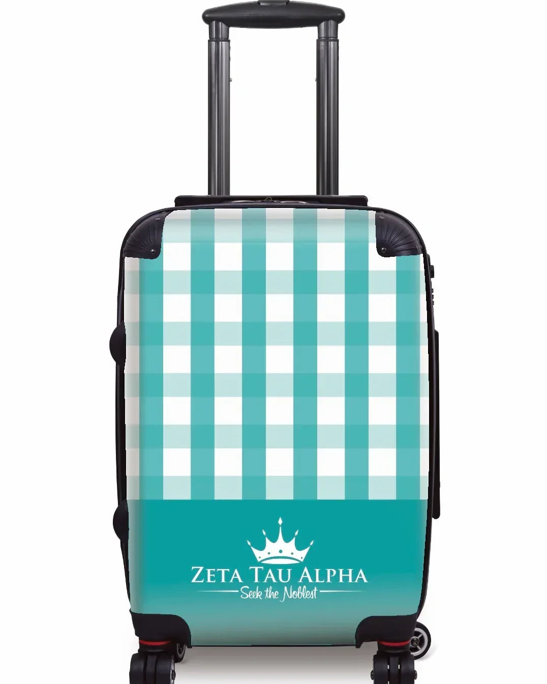 Zeta Tau Alpha Carry-on Luggage - Gingham Turquoise Suitcases