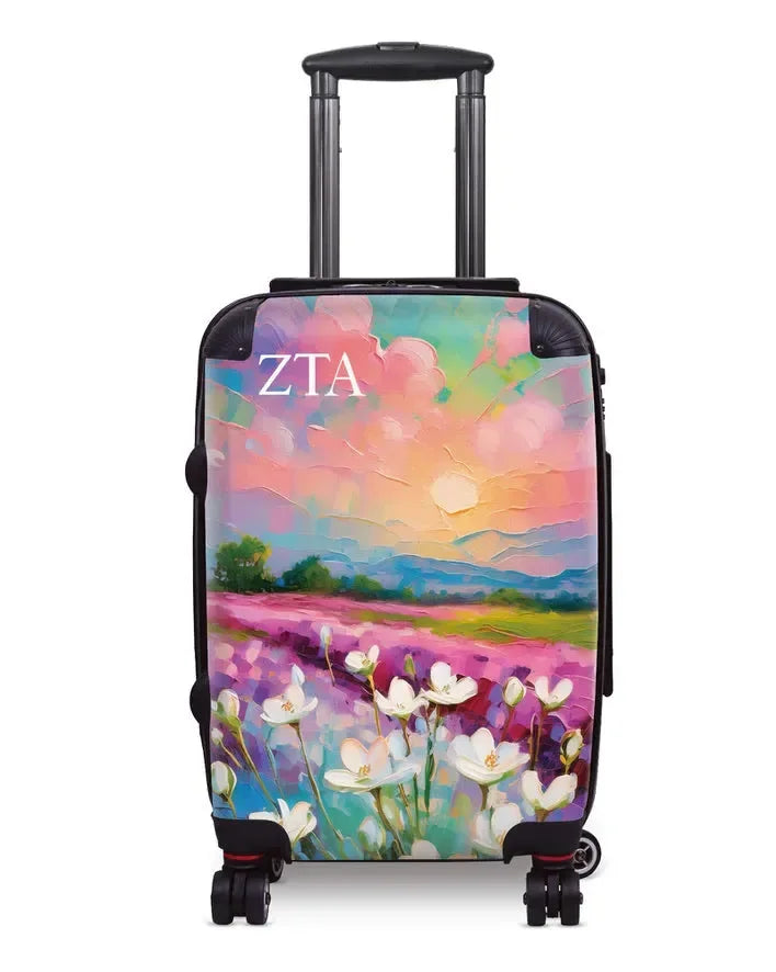 Zeta Tau Alpha Carry-on Suitcase- Bold White Violets Suitcases