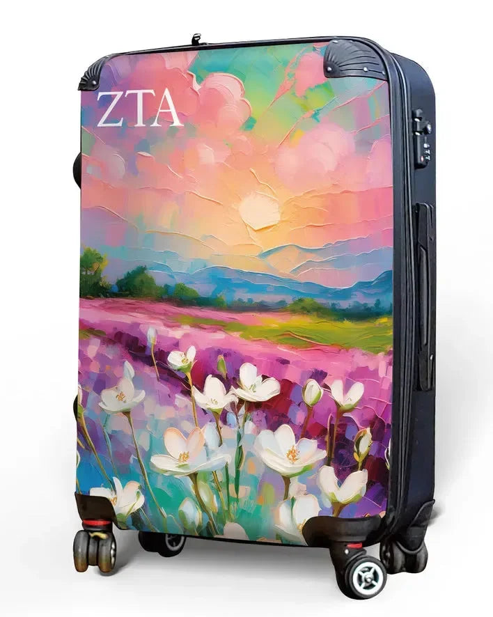 Zeta Tau Alpha Carry-on Suitcase- Bold White Violets Suitcases