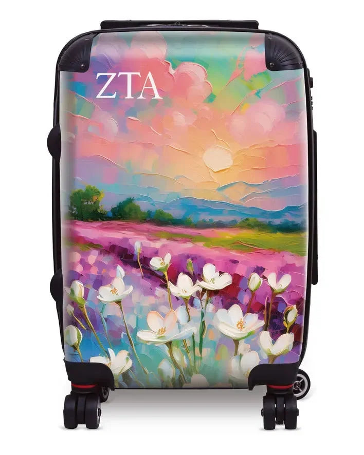 Zeta Tau Alpha Carry-on Suitcase- Bold White Violets Suitcases