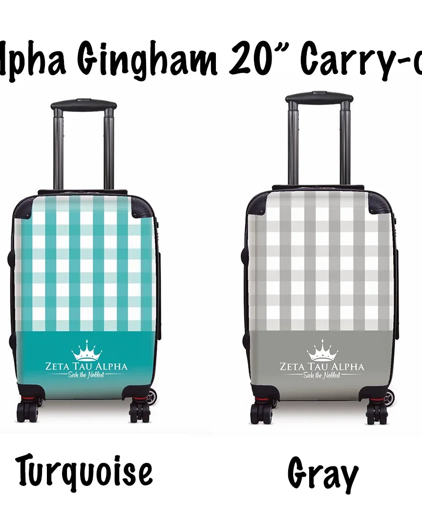 Zeta Tau Alpha Gingham 20" Carry-on Suitcase Swatches